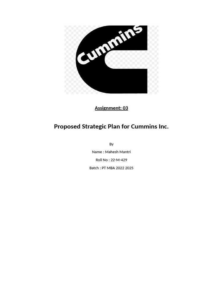 Cummins Inc. Strategic Plan Proposal | PDF | Equity (Finance) | Revenue