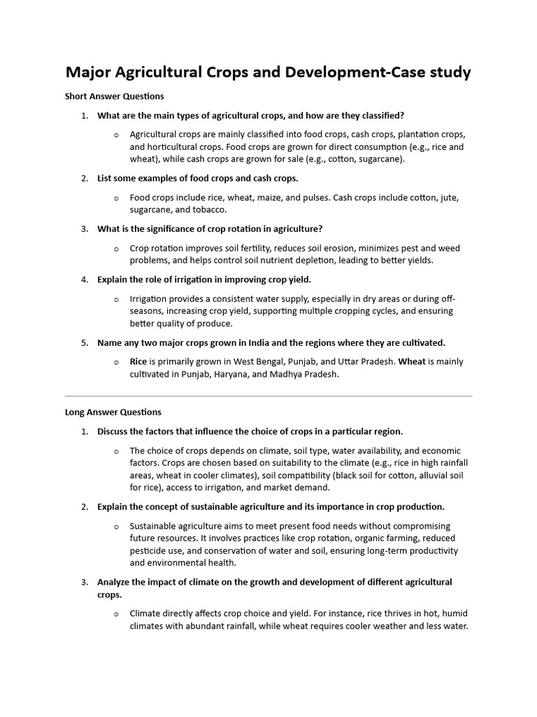Major Agricultural Crops and Development | PDF | Agriculture ...