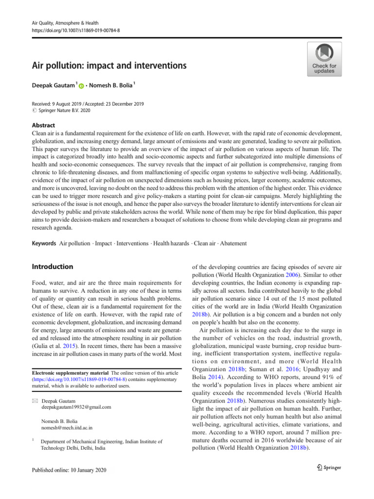 Air Pollution: Impacts and Solutions | PDF | Air Pollution | Particulates