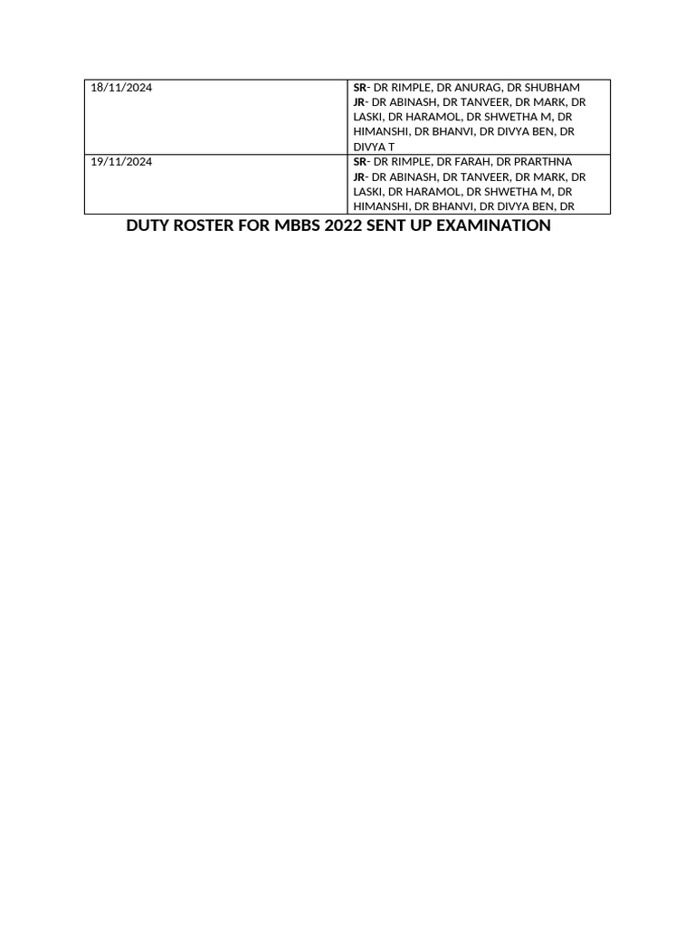 Duty Roster Sent Up | PDF | Law