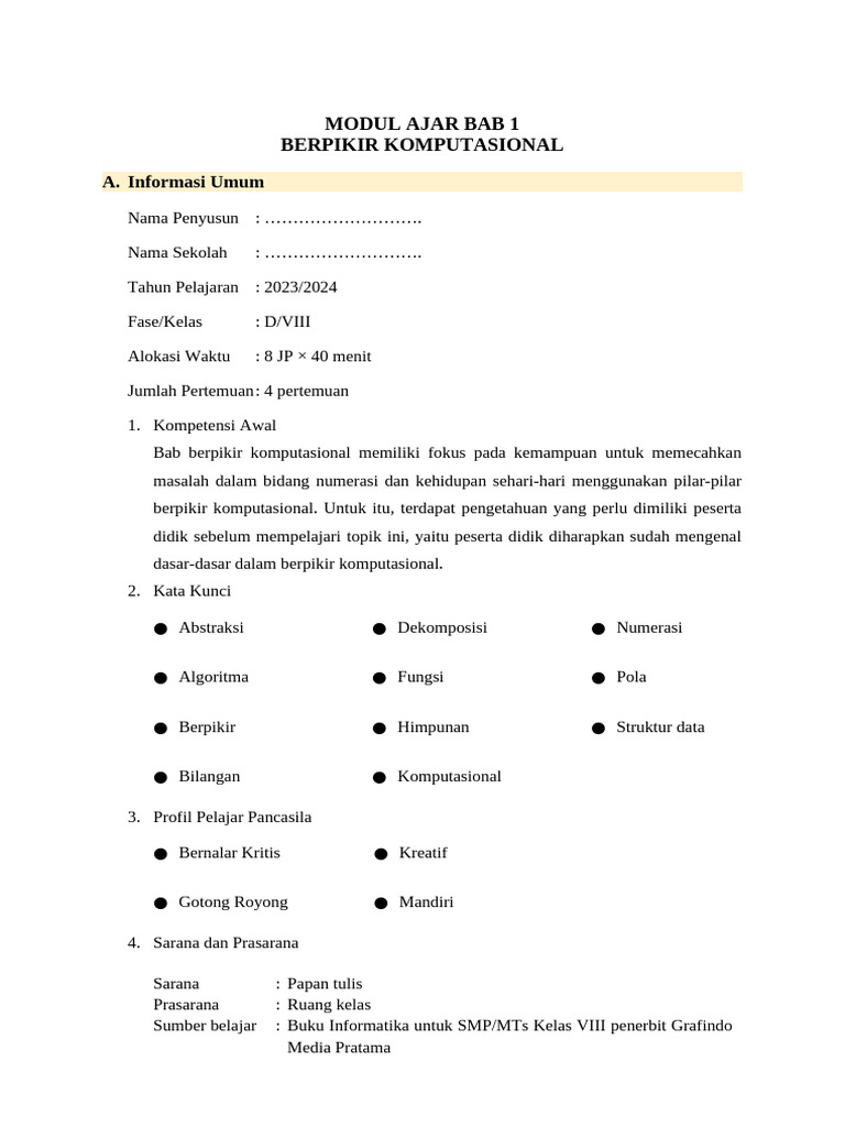 Modul Ajar Bab 1 | PDF
