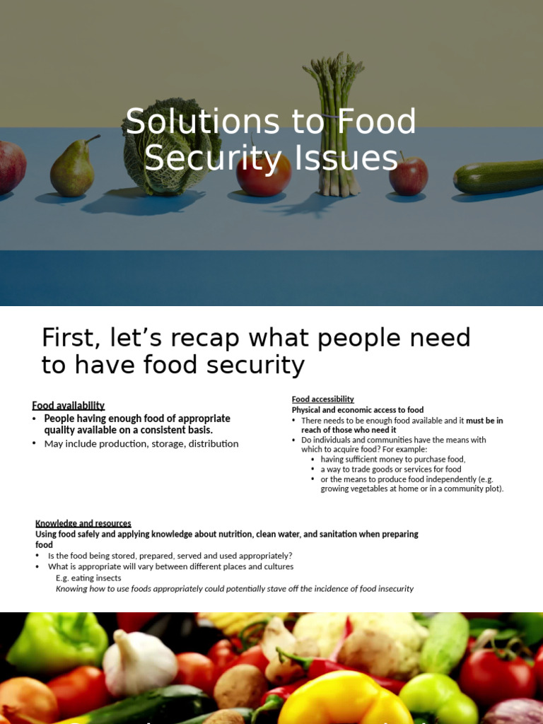 1.1 Solutions To Food Insecurity | PDF | Agriculture | Meat