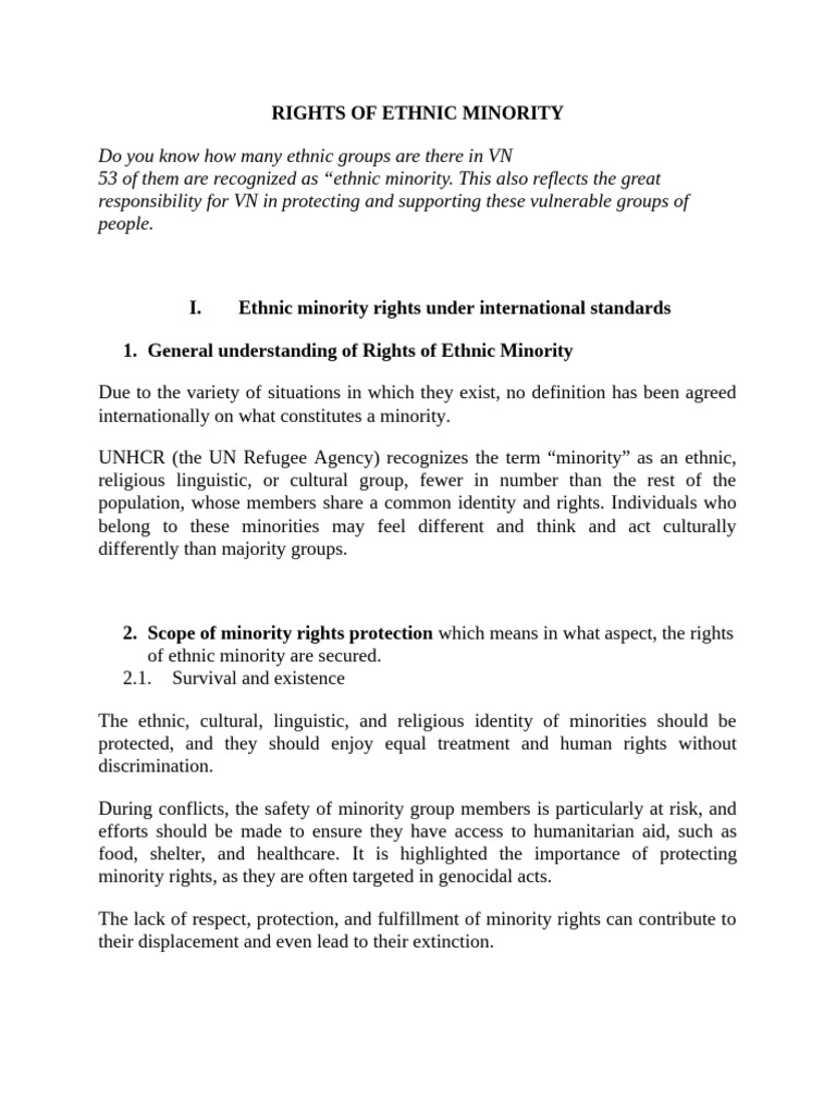 Rights of Ethnic Minority - Draft | PDF | Minority Group | Discrimination