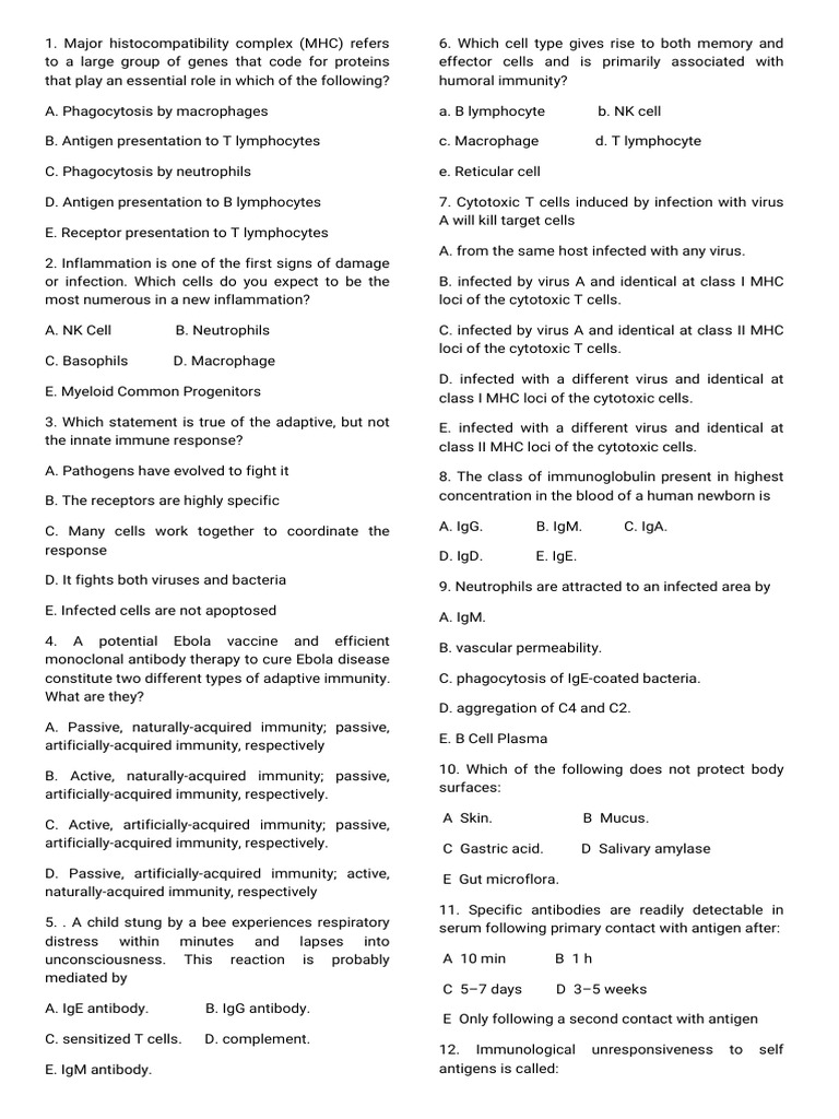 soal immune PDF Immune System Lymphocyte
