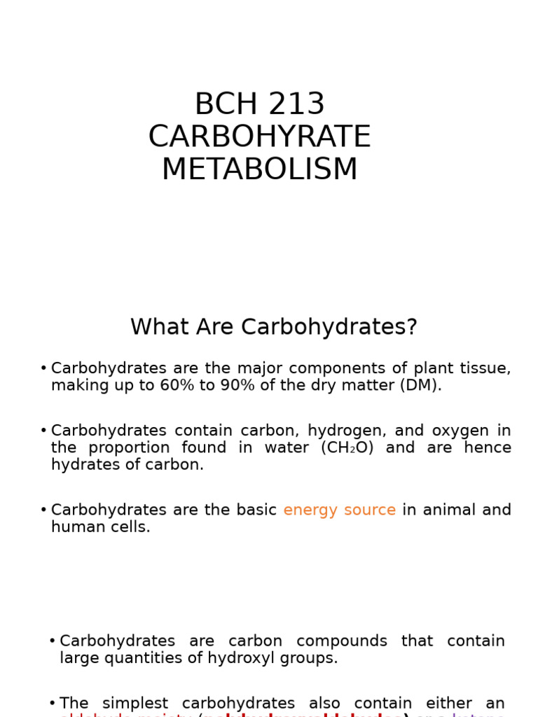 Carbohydrate Metabolism Overview | PDF | Carbohydrates | Glucose