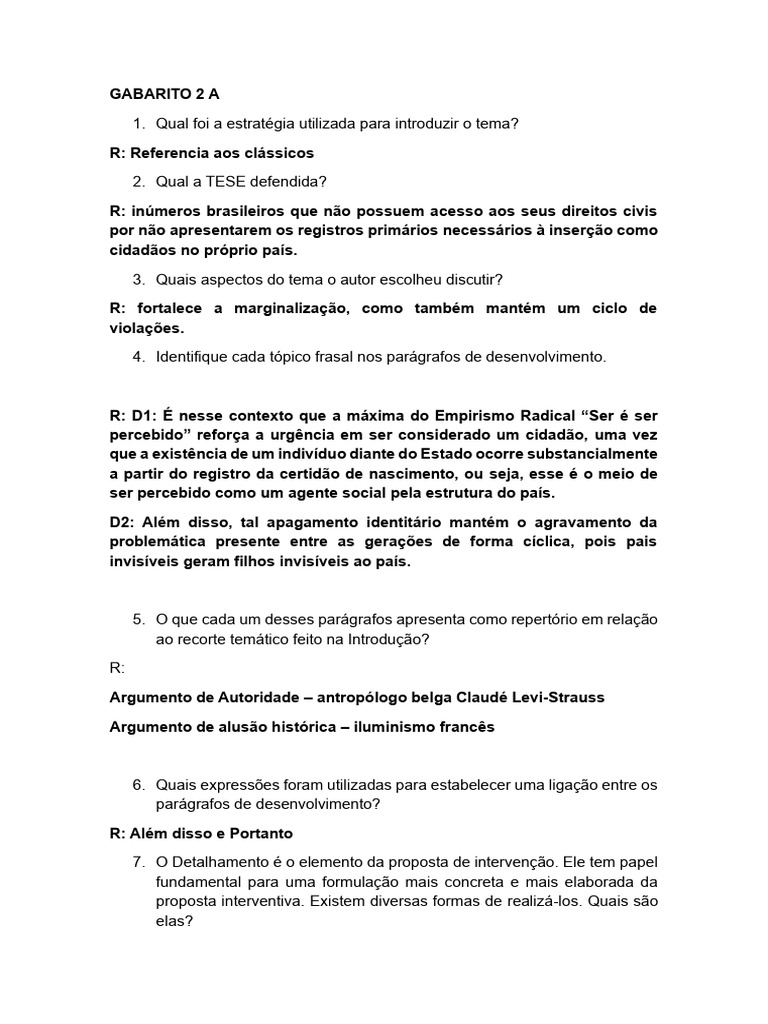 Gabarito Provas Iv Unidade | PDF | Estado