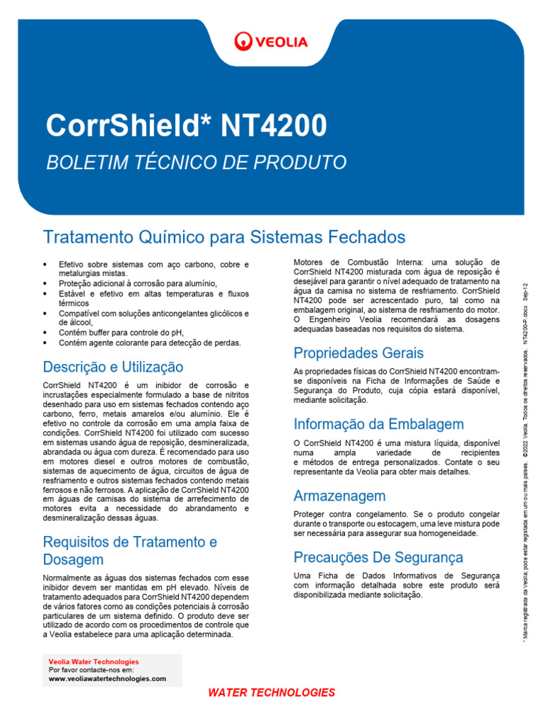 CorrShield NT4200: Inibidor de Corrosão | PDF | Corrosão | Motores