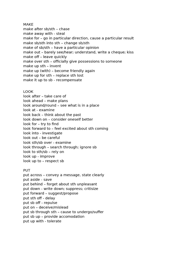 Phrasals | PDF | Cooking, Food & Wine | Language Arts & Discipline