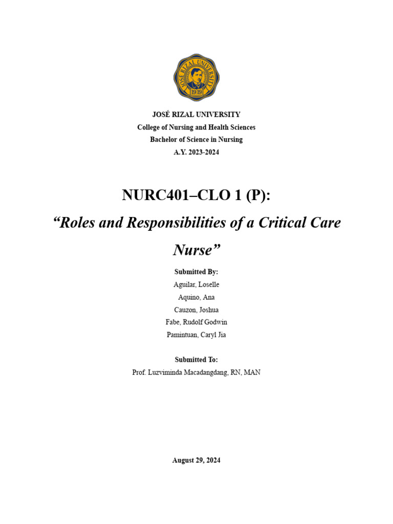 Critical Care Nurse Roles and Skills | PDF | Intensive Care Medicine ...