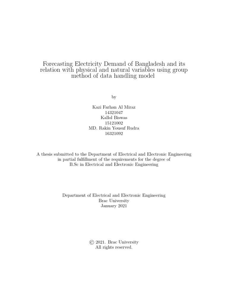 Forecasting Electricity Demand of Bangladesh and Its | PDF | Gross ...