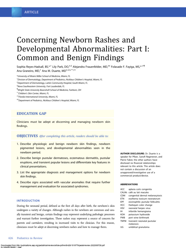Newborn Rashes: Common Findings Explained | PDF | Dermatitis | Skin