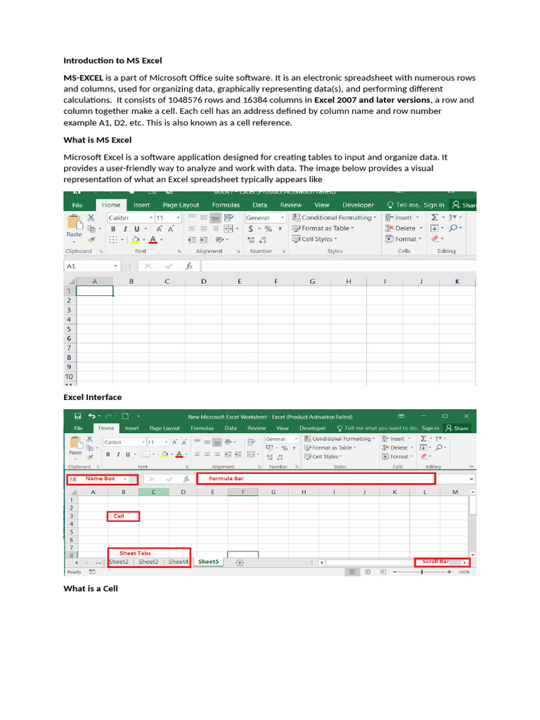 Introduction To MS Excel | PDF | Microsoft Excel | Spreadsheet
