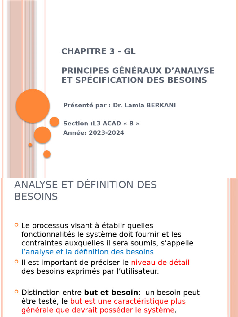 Analyse et Définition des Besoins GL | PDF | Logiciel | Analyse du ...