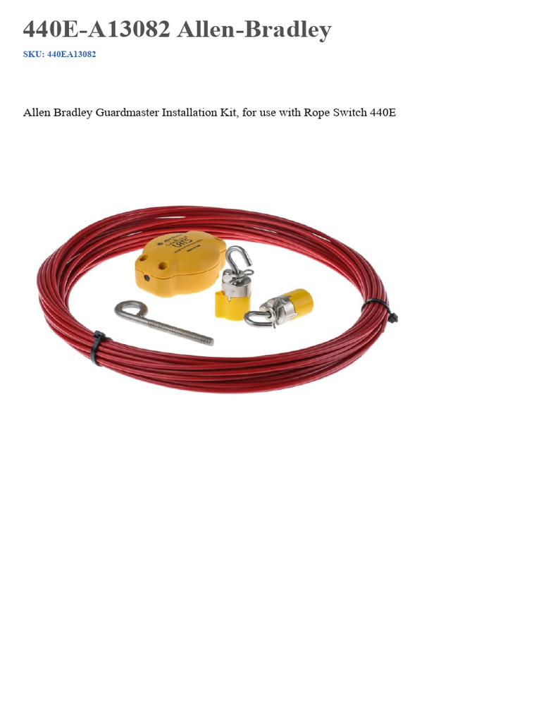 Allen Bradley Guardmaster Installation Kit, For Use With Rope Switch ...