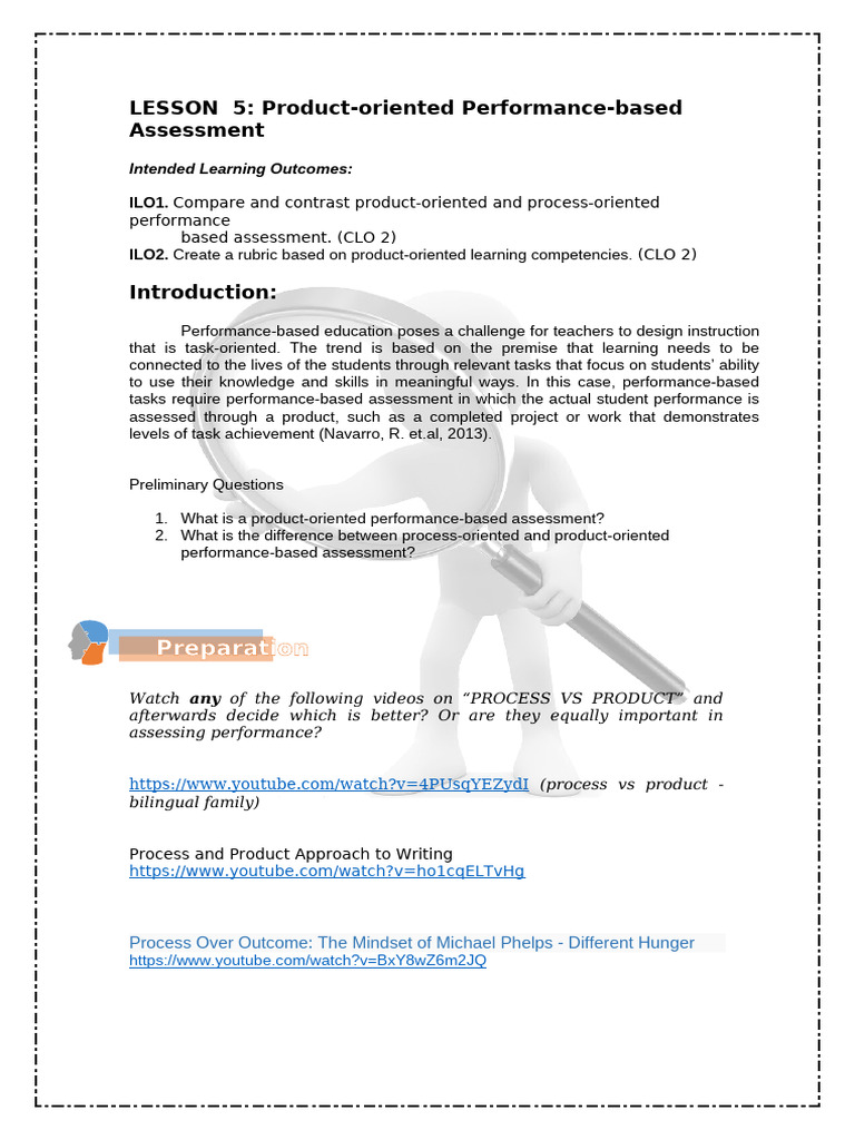 Product-Oriented Performance Assessment | PDF | Rubric (Academic) | Expert