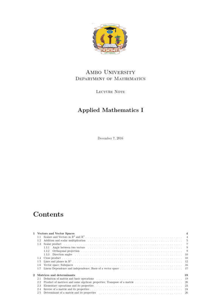 Applied M I Lnote-1 | PDF | Matrix (Mathematics) | Euclidean Vector