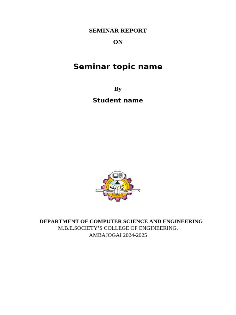 Seminar Report on Computer Science Topic | PDF
