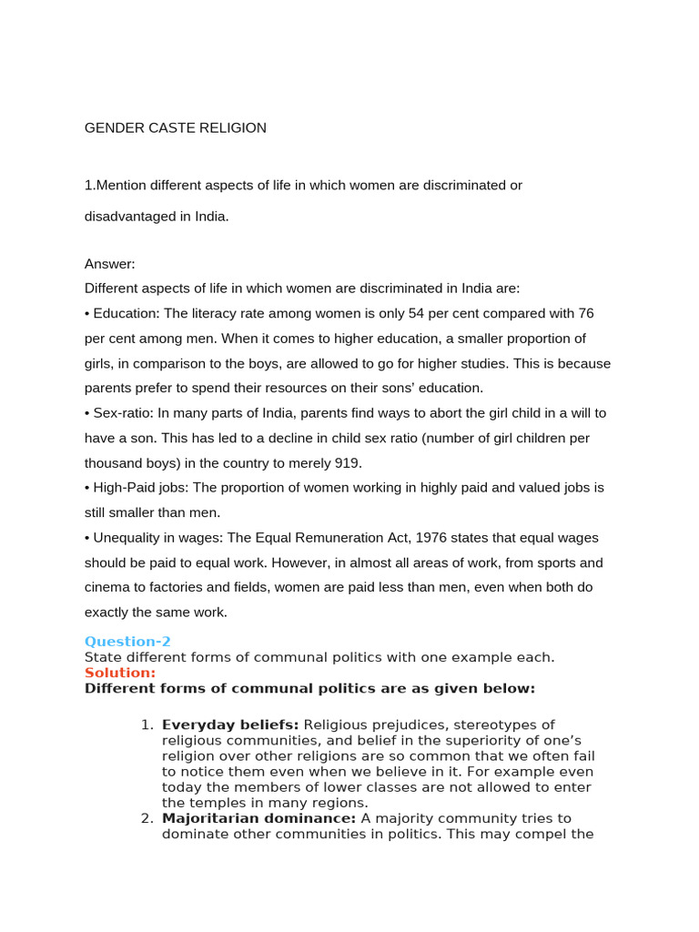 Women's Rights and Caste Issues in India | PDF | Woman | Discrimination