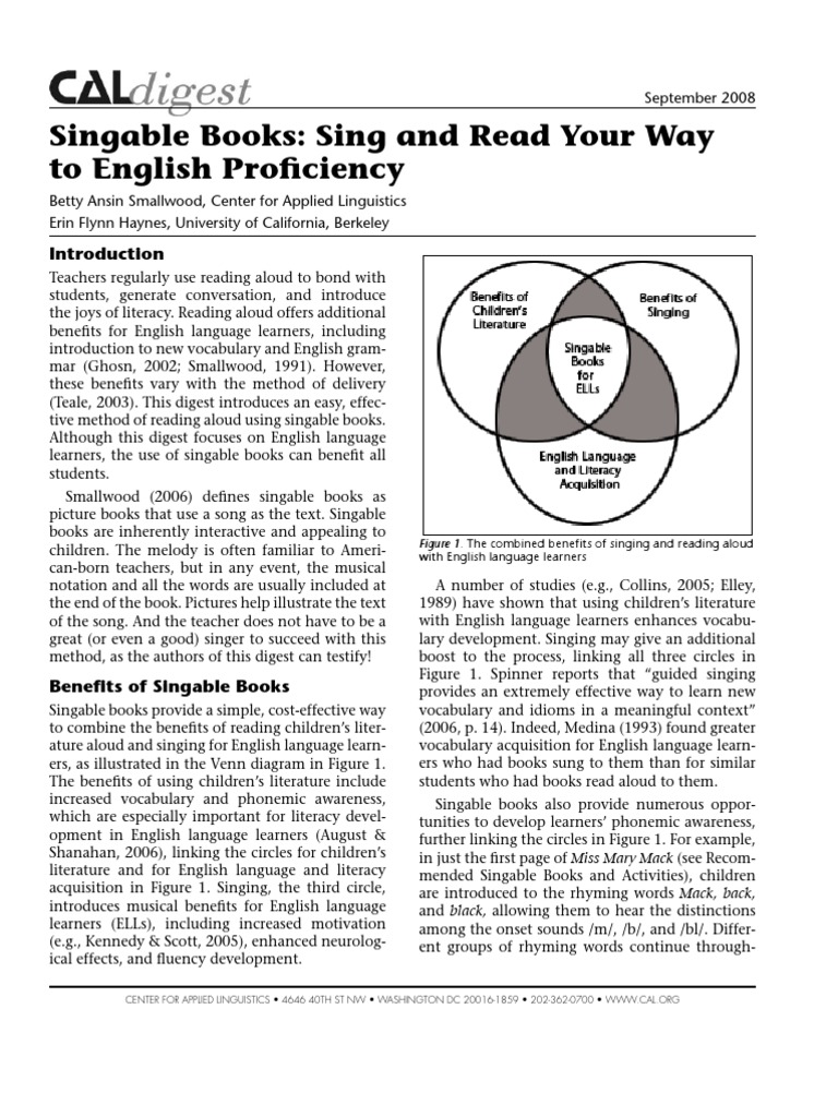 Enhancing ELL Literacy with Singable Books | PDF | English As A Second ...