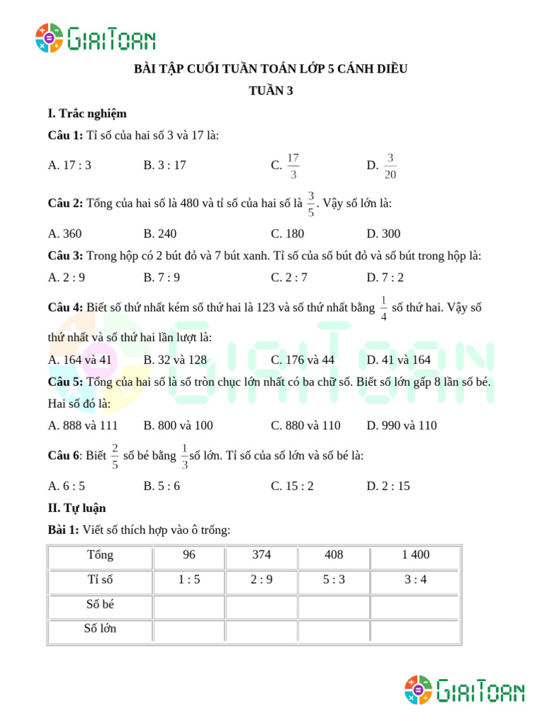 BTCT 5 Tuần 3 | PDF