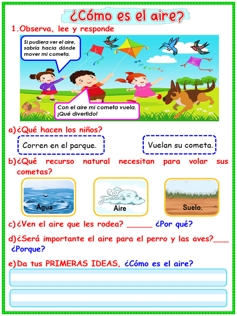 El aire: concepto y actividades para niños | PDF | Atmósfera de tierra ...