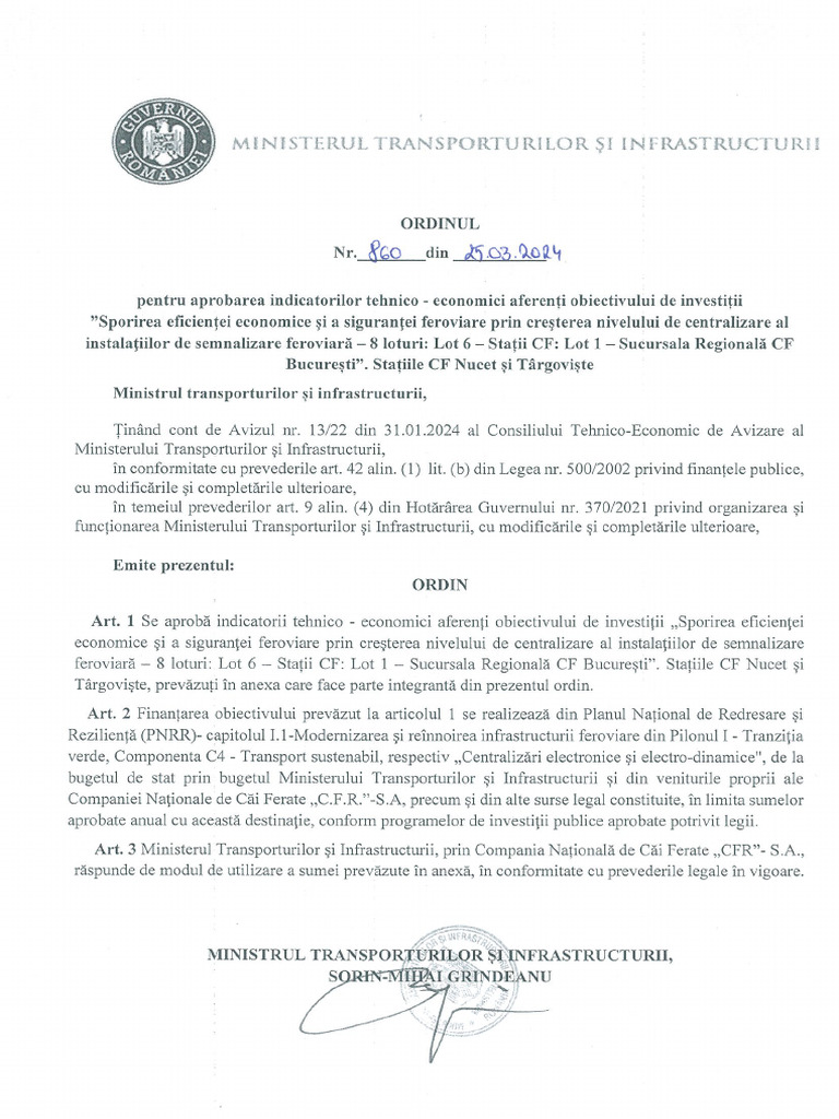 OMTI Nr. 860 - 25.03.2024 LOT 6 SRCF București | PDF