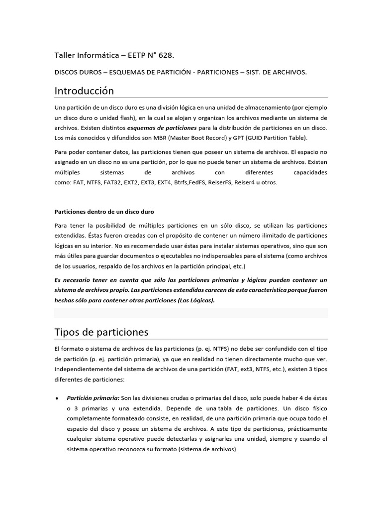 Esquemas y Tipos de Particiones de Discos | PDF | Arranque | Software ...