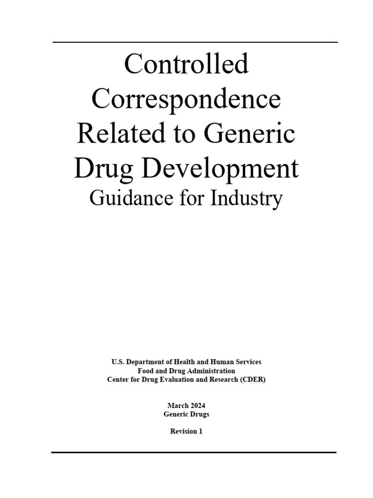 Guidance For CC Related To Generic Drug Development | PDF | Food And ...