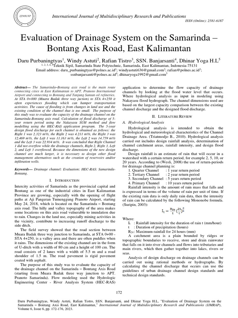 Evaluation of drainage system on the sam pdf drainage basin