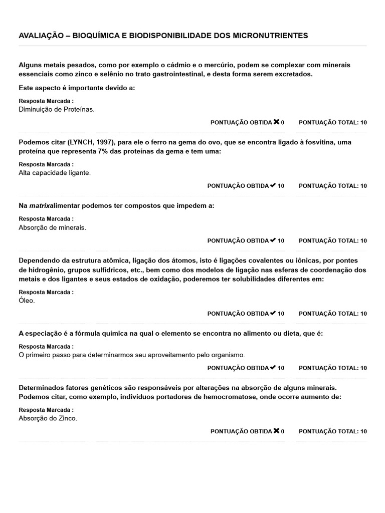 Avaliação Bioquímica e Biodisponibilidade Dos Micronutrientes | PDF ...