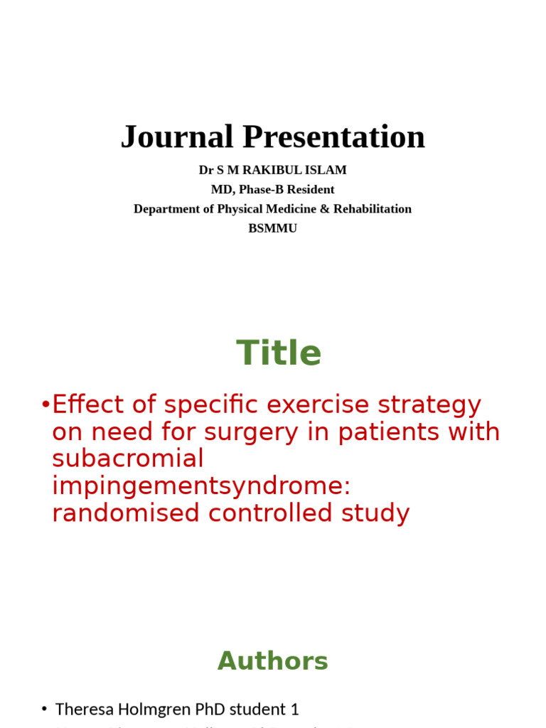 Journal Presentation | PDF | Musculoskeletal System | Clinical Medicine