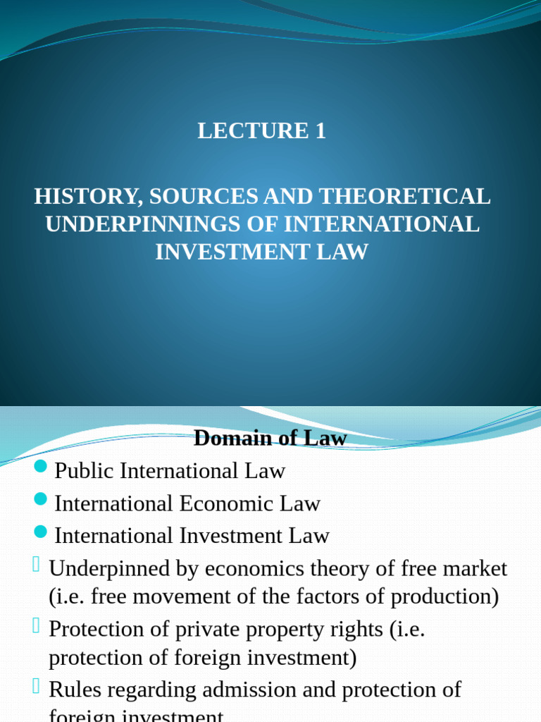 International Investment Law Basics | PDF | International Law | Sovereignty