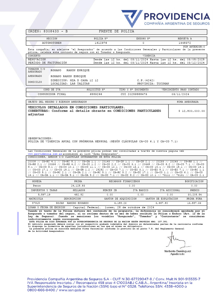 ORDEN: 8308433 - B Frente de Poliza | PDF | Póliza de seguros ...