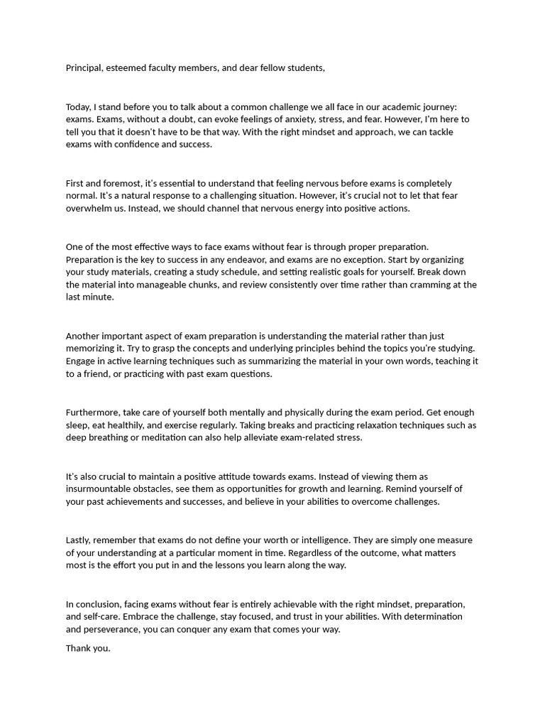 How to face exams pdf fear mindset