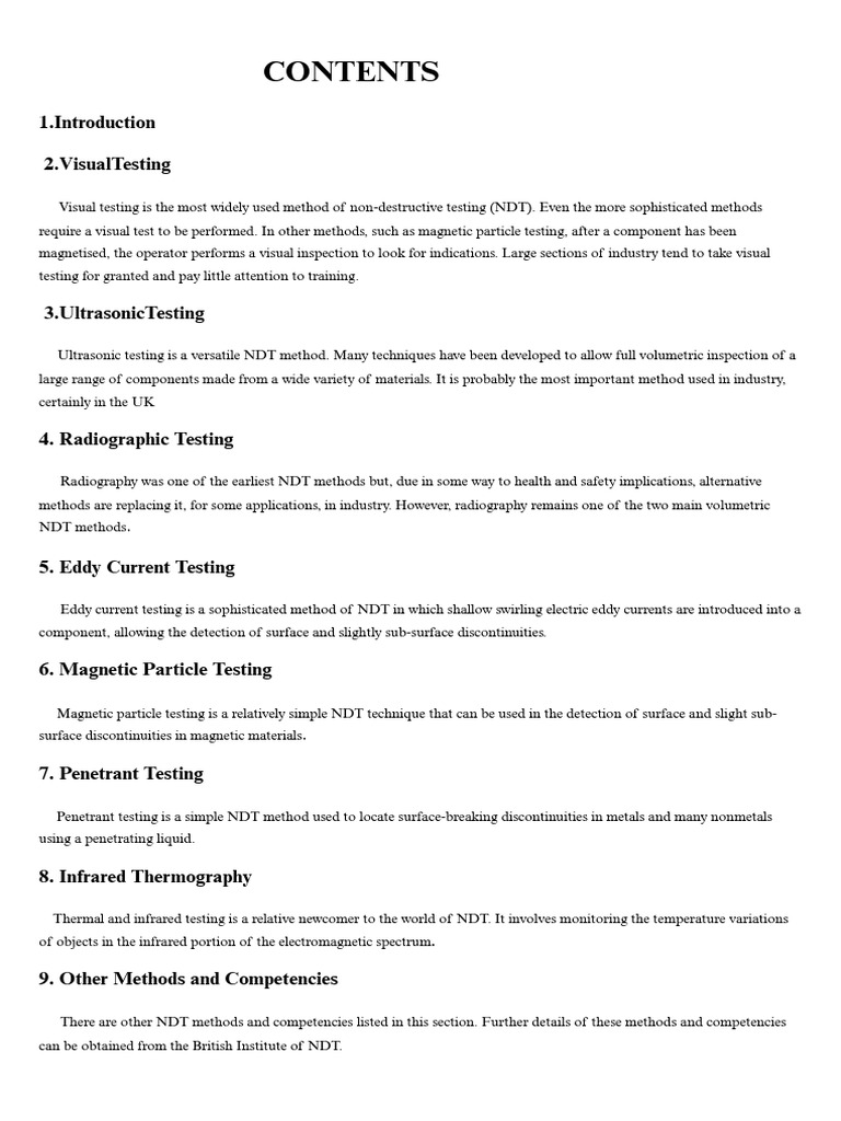 Non-Destructive Testing Methods Guide | PDF | Nondestructive Testing ...