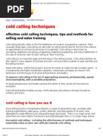 Cold Calling Techniques - Tips, Cold Calling That Works For Sales Introductions, Telephone Prospecting and Other Examples For Cold Calls in Selling