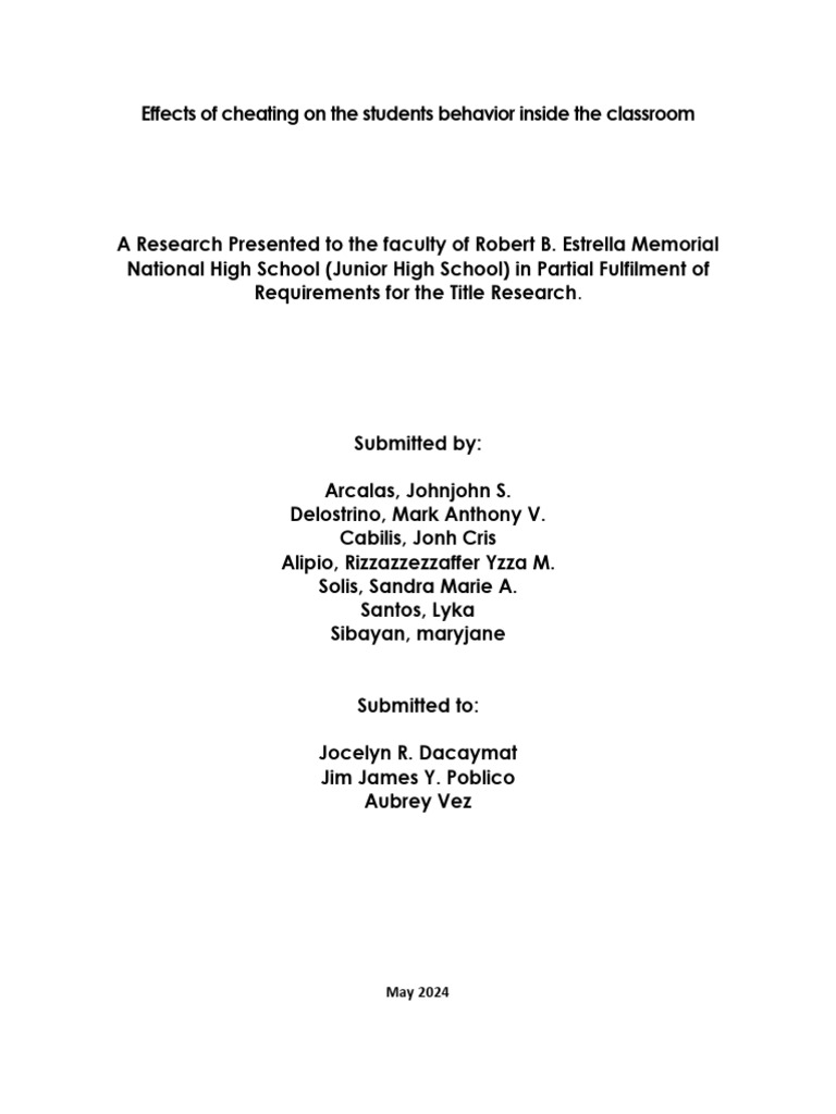 Impact of Cheating on Student Behavior | PDF | Infidelity | Academic ...