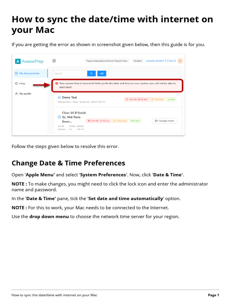Sync Date - Time On Mac OS | PDF | Business | Computers