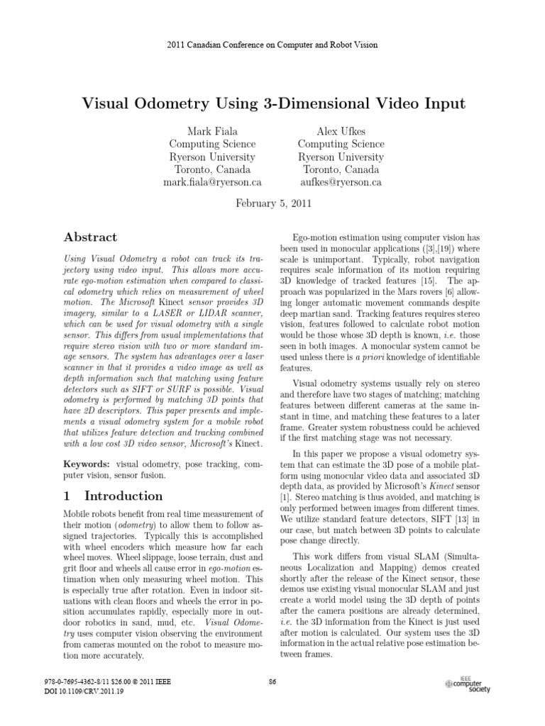 3D Visual Odometry with Kinect Sensor | PDF | Computer Vision | Field ...