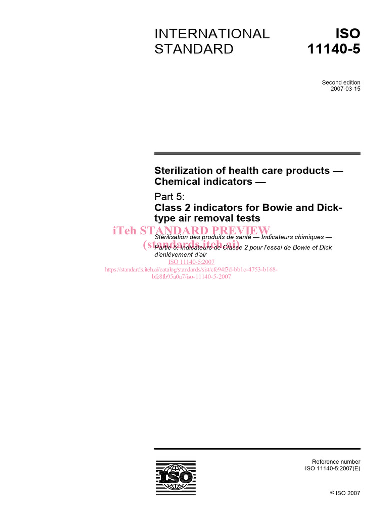 ISO 11140-5: Class 2 Indicators Guide | PDF | International ...