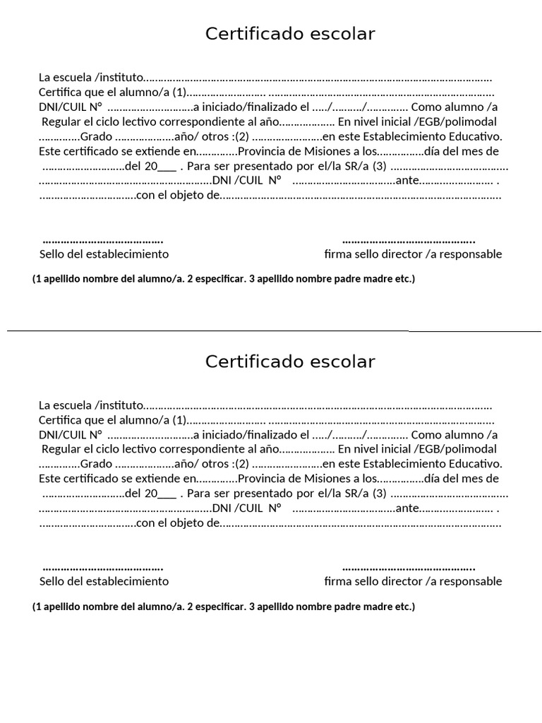 Certificado Escolar EGB 2025 PDF | PDF