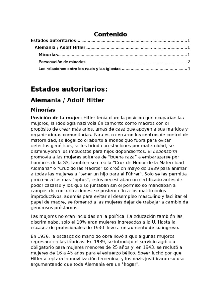Políticas nazis sobre mujeres y minorías | PDF | Alemania nazi | nazismo