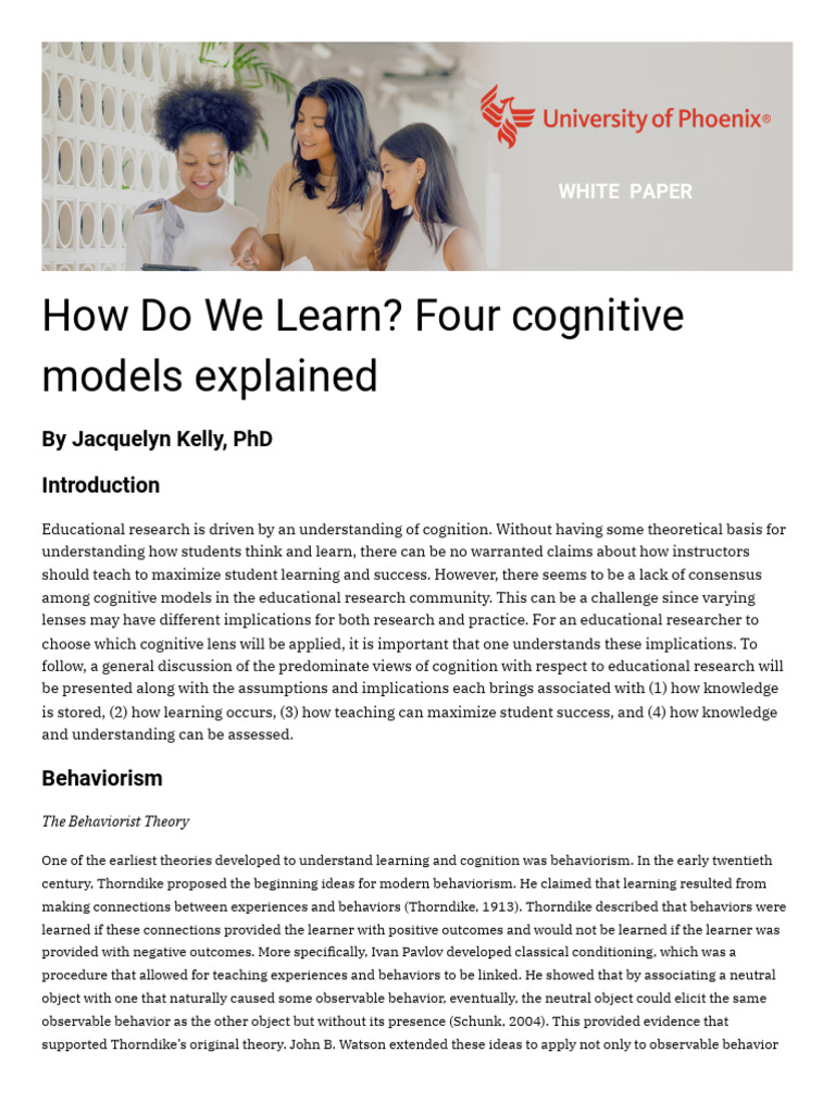 How Do We Learn-Four Cognitive Models Explained | PDF | Constructivism ...