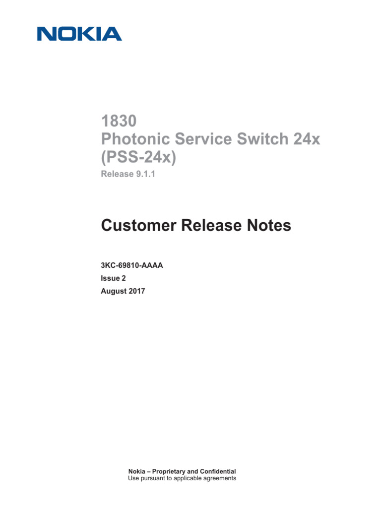 1830pss 24x Release 9 1 1 Customer Release Notes Pdf Secure Shell