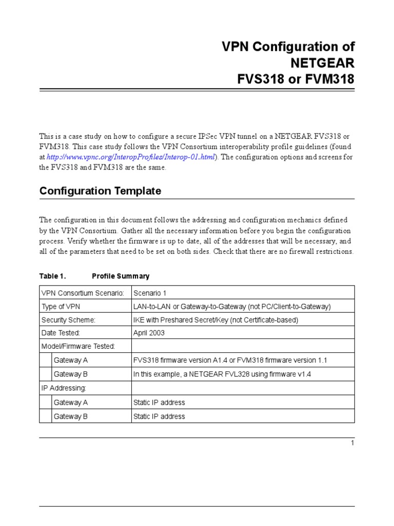 NETGEAR VPN Setup Guide FVS318/FVM318 | PDF | Virtual Private Network ...