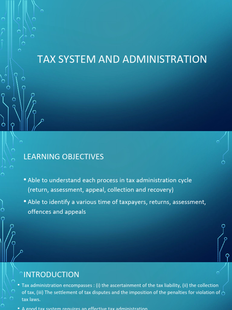 Tax System and Administration | PDF | Taxes | Taxpayer