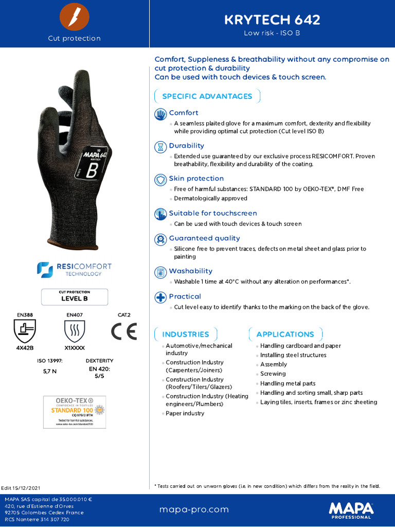 MAPA DataSheet KryTech 642 Us en | PDF | Touchscreen | Materials
