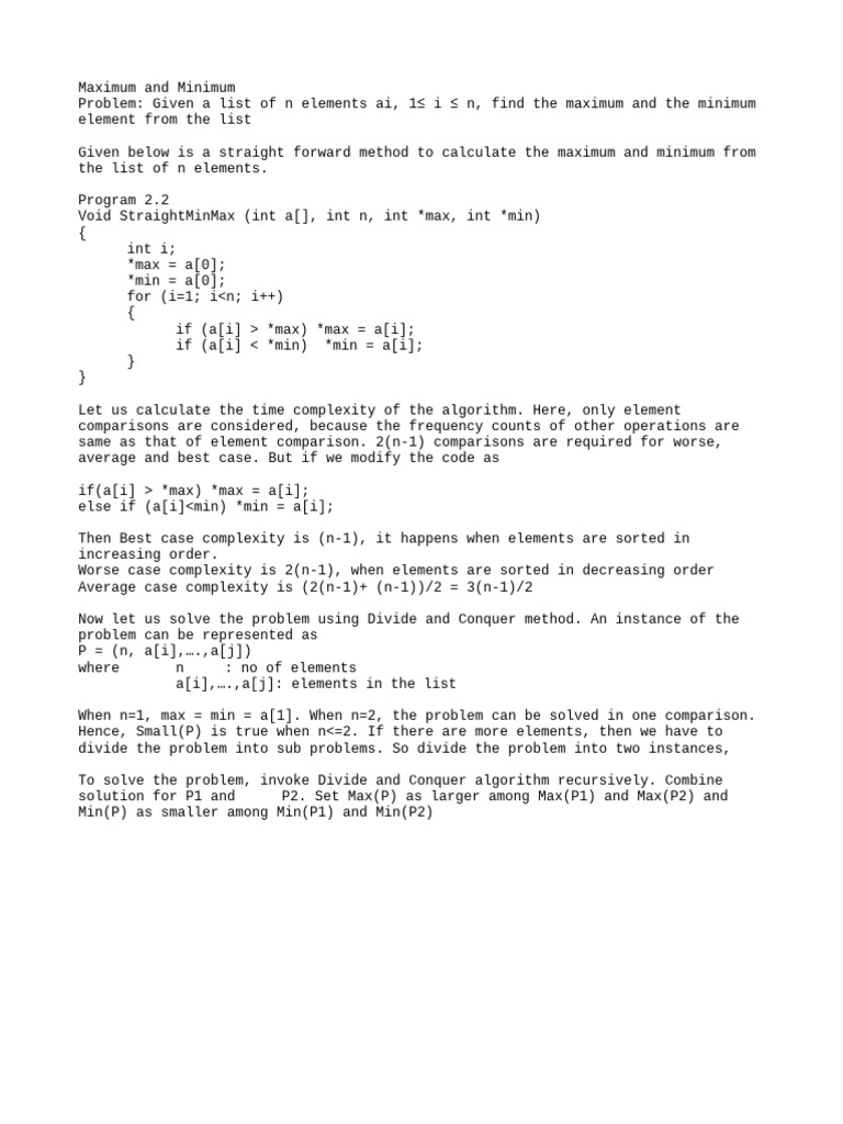 Min Max | PDF