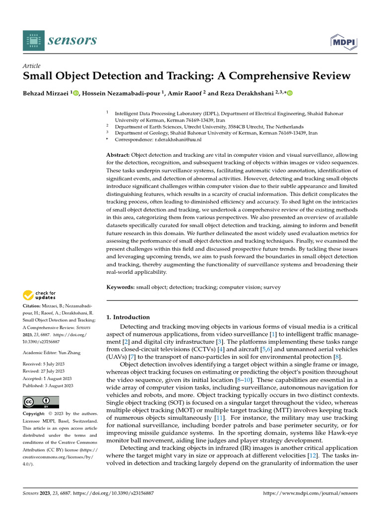 Small Object Detection and Tracking A Comprehensive Review | PDF ...