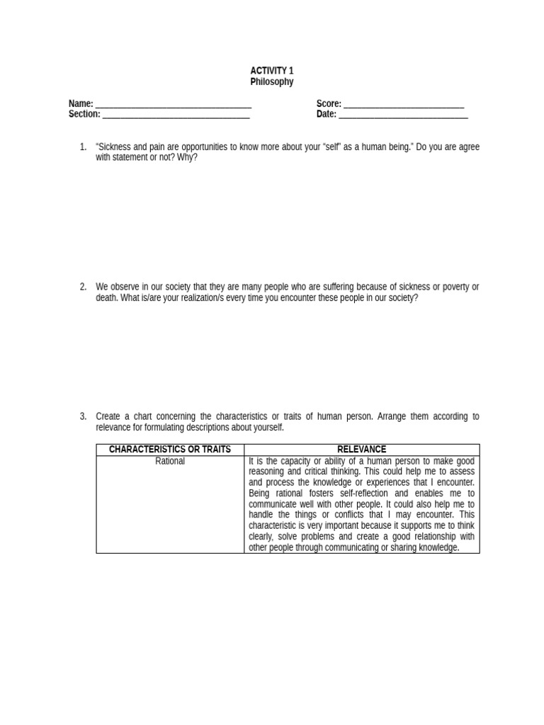 Activity 1 | PDF | Self-Improvement